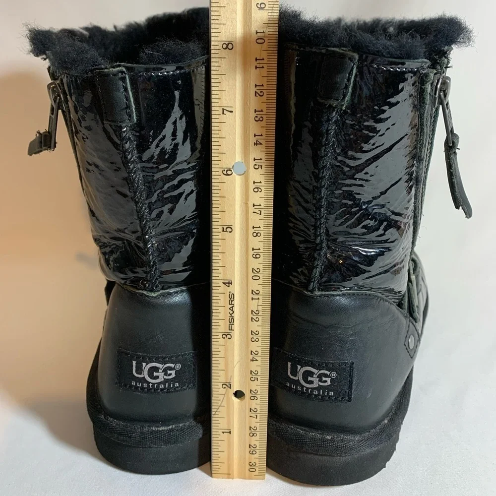 UGG Black Shiny Booties Sz 5 Big Girl
